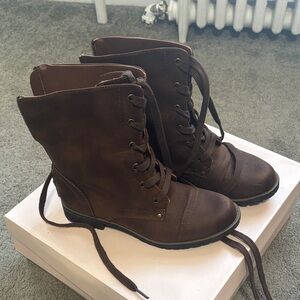 JustFab Dark Brown Combat Boots